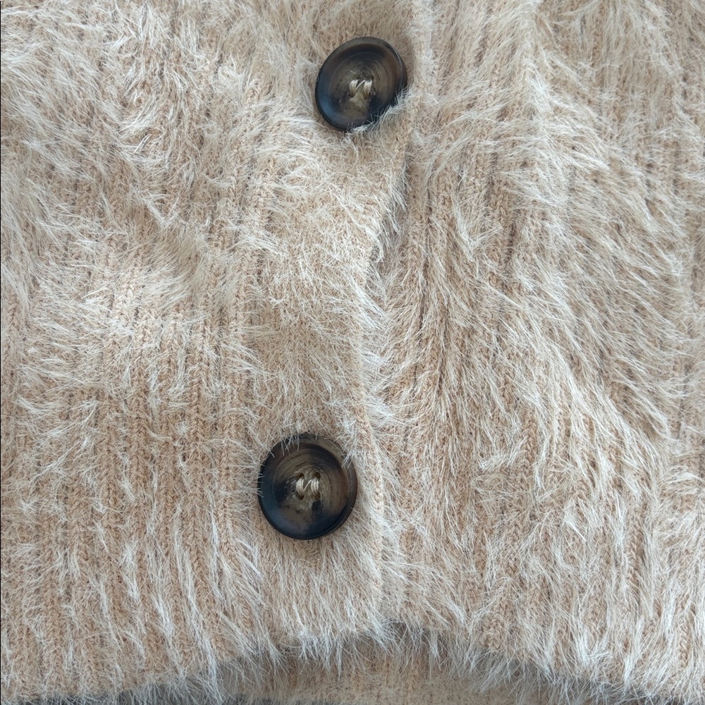 Industry Republic Clothing Cozy Faux Fur Fuzzy Knit Button Front Ribbed Cardigan - Picture 7 of 11
